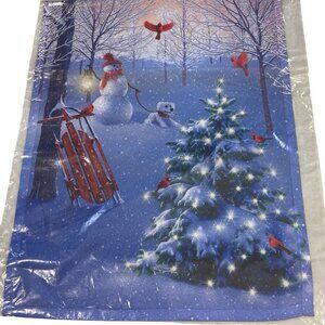 Snowman Christmas Garden Flag Holiday Party Banner Whimsical Winter Decor Nature